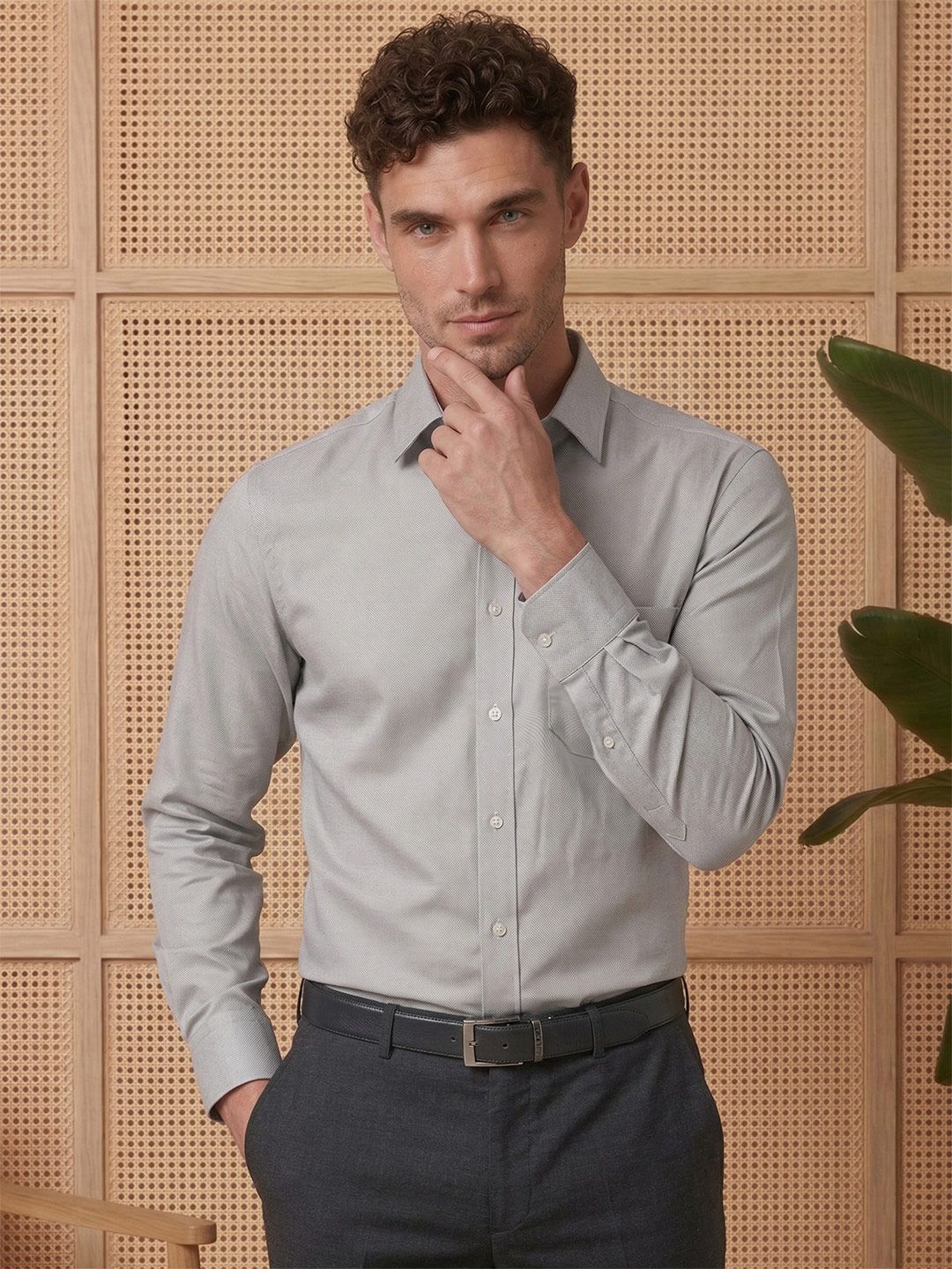 Men Slim Fit Easy Care Premium Cotton Full Sleeve Formal Shirt