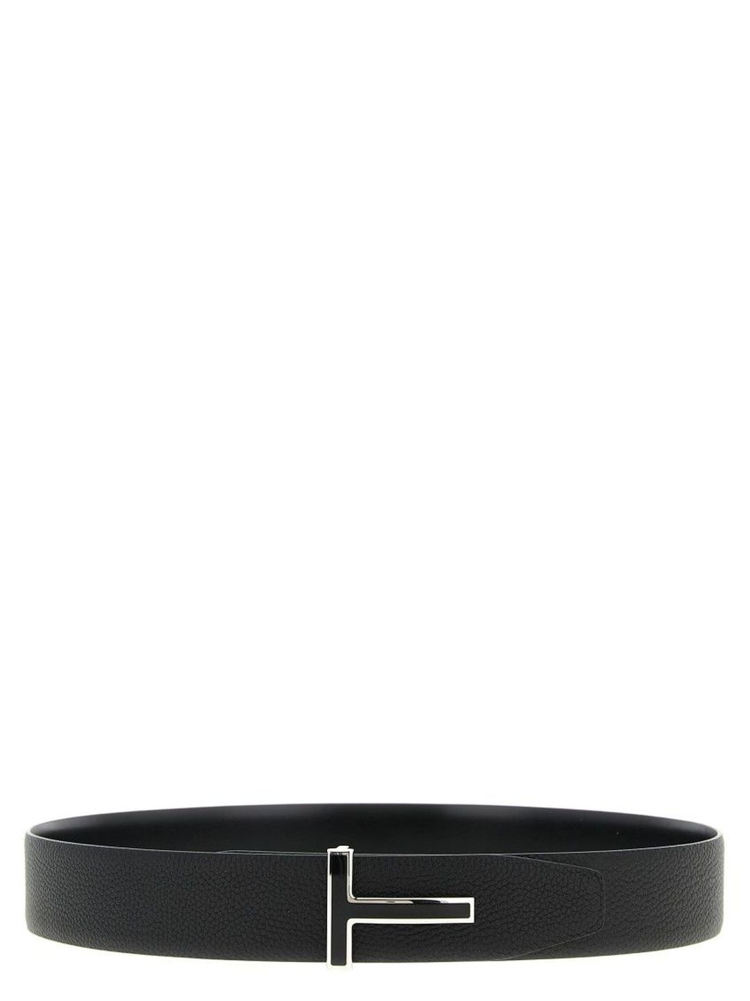 Tom Ford Black Reversible Buckle Textured Belt-image-48