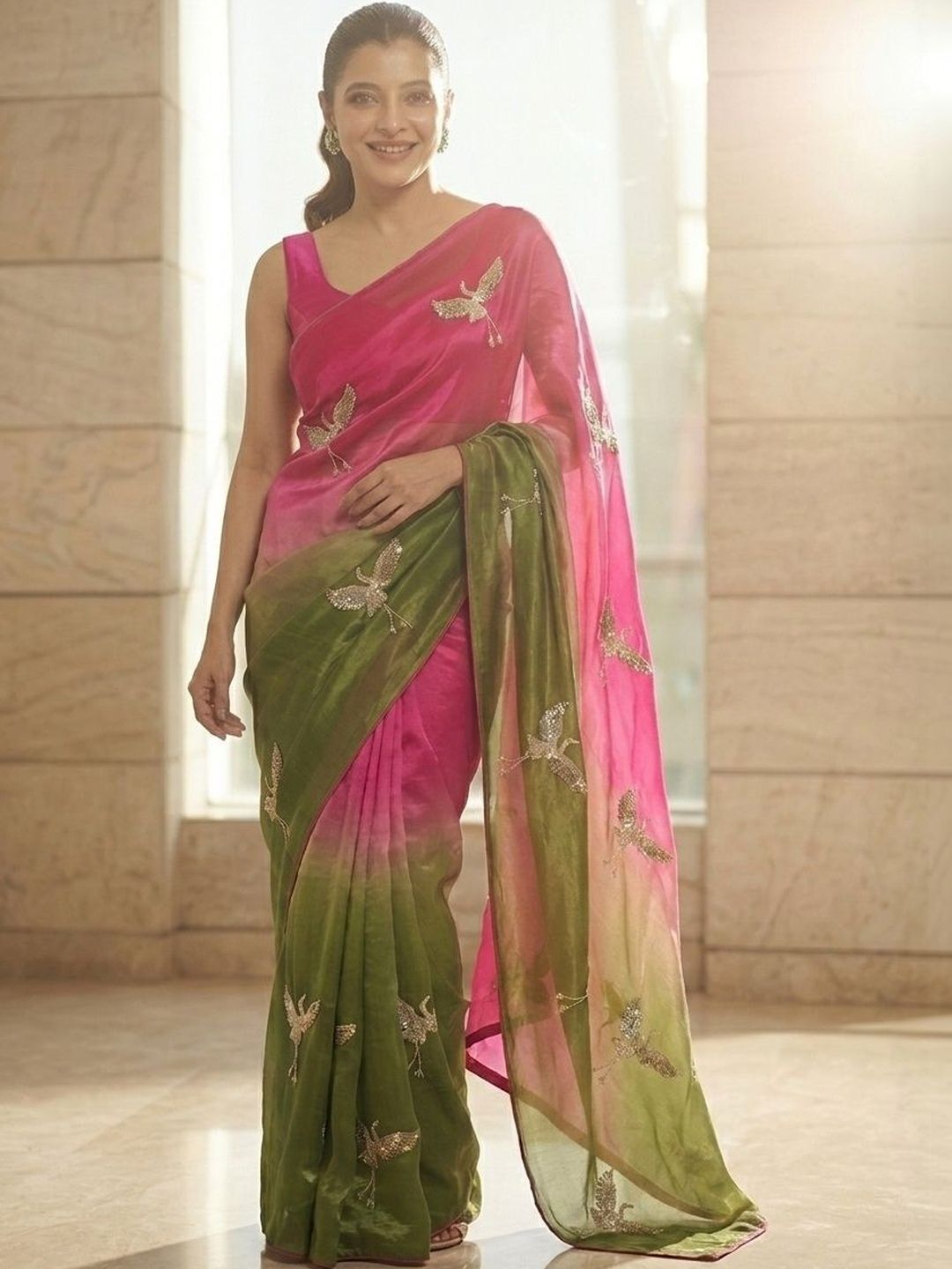 Sangria Embellished Sarees With Unstitched Blouse Piece-image-33