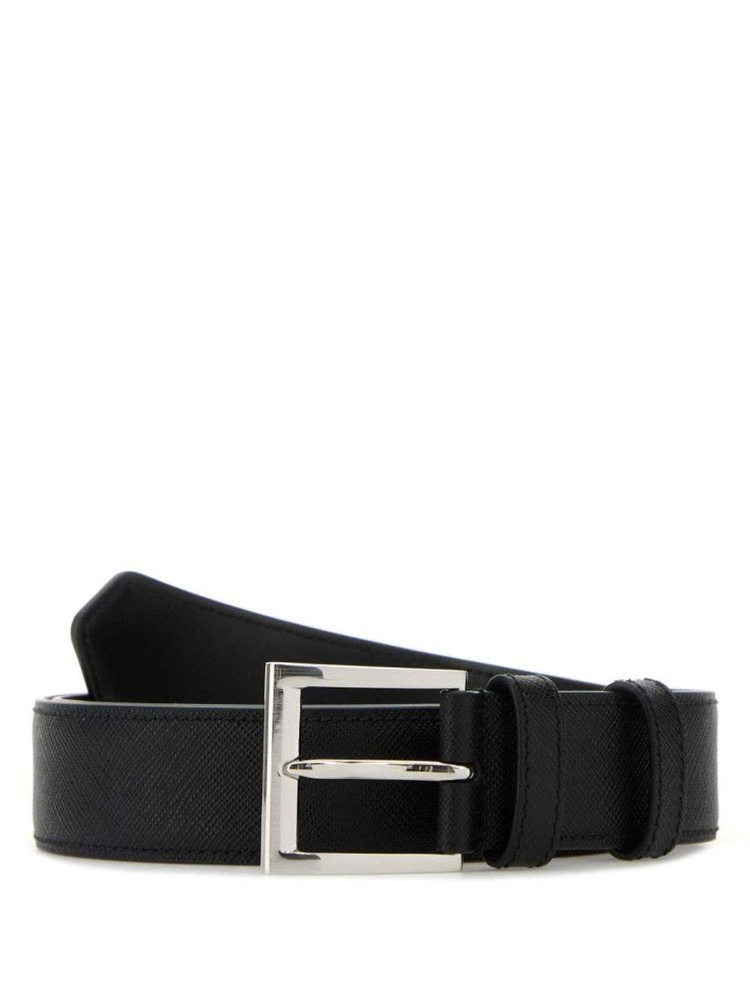 Prada Black Logo Buckle Textured Belt-image-31