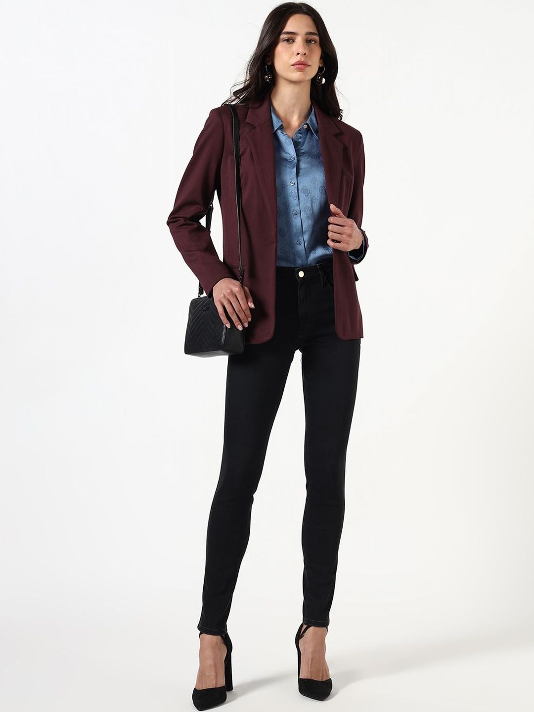 GUESS Notched Lapel Single-Breasted Blazers-image-15