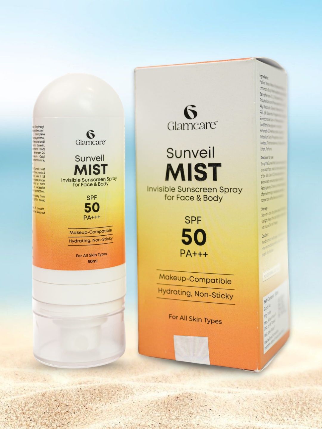 Glamcare Sunveil Mist SPF 50 PA+++ Invisible Sunscreen Spray - 50 ml-image-45