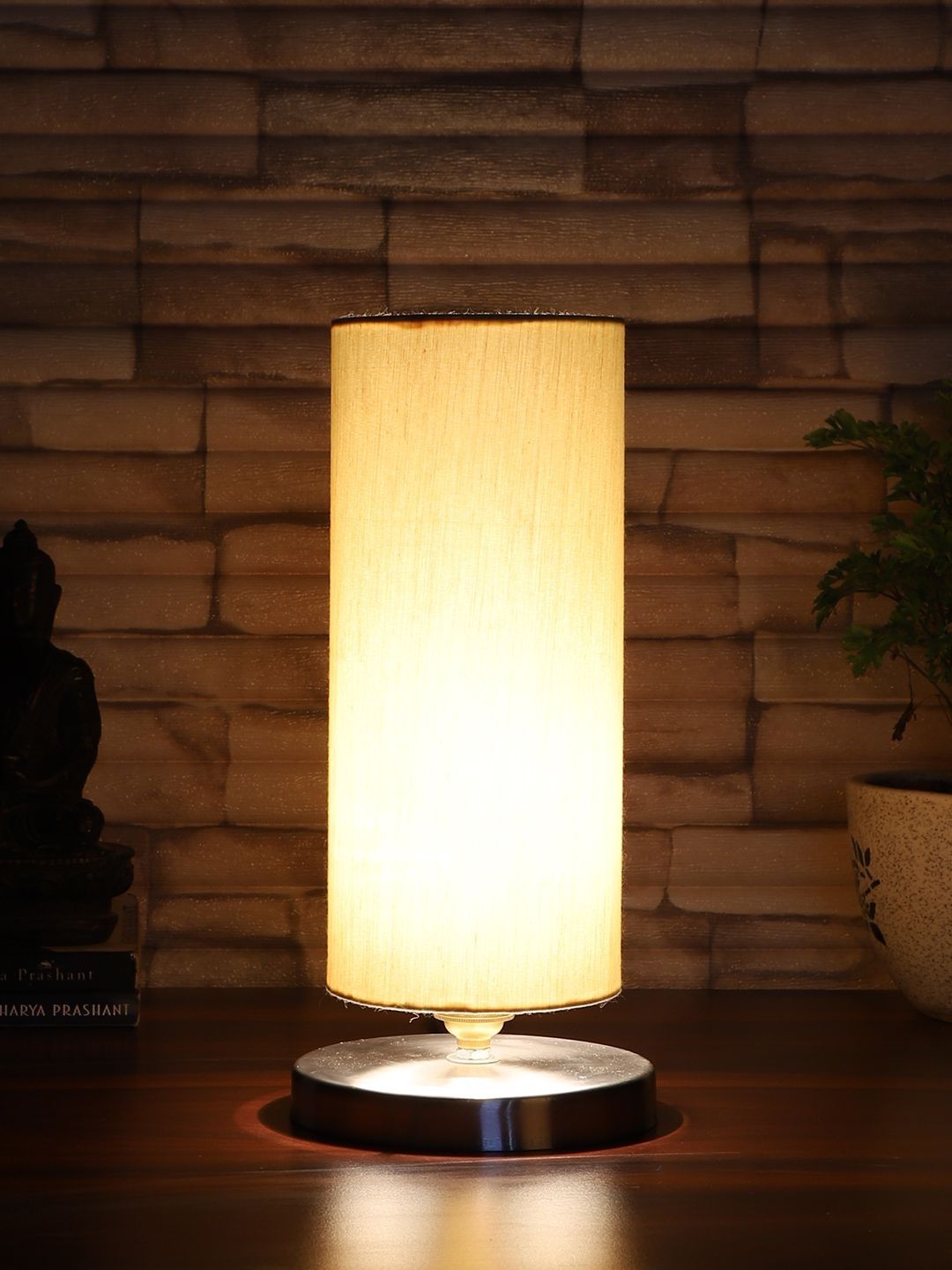 Aura Off White Textured Metal Contemporary Cylindrical Shaped Table Lamp-image-36