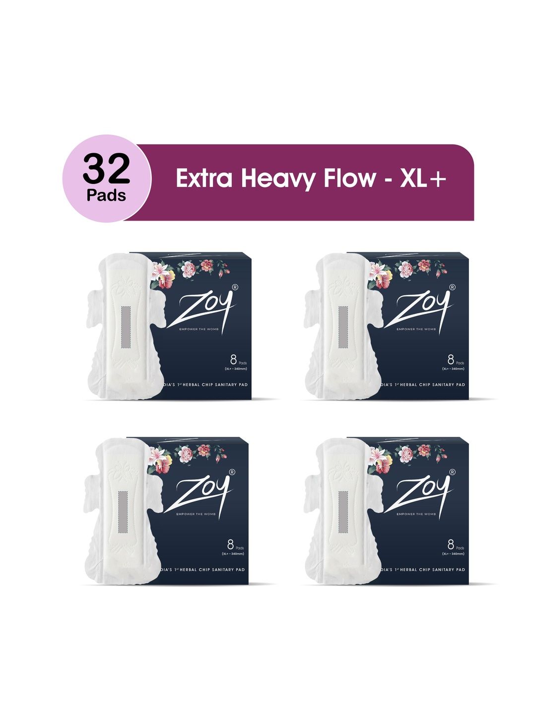 ZOY Set Of 4 Rash Free Sanitary Napkins - XL- 8Pads Each-image-28