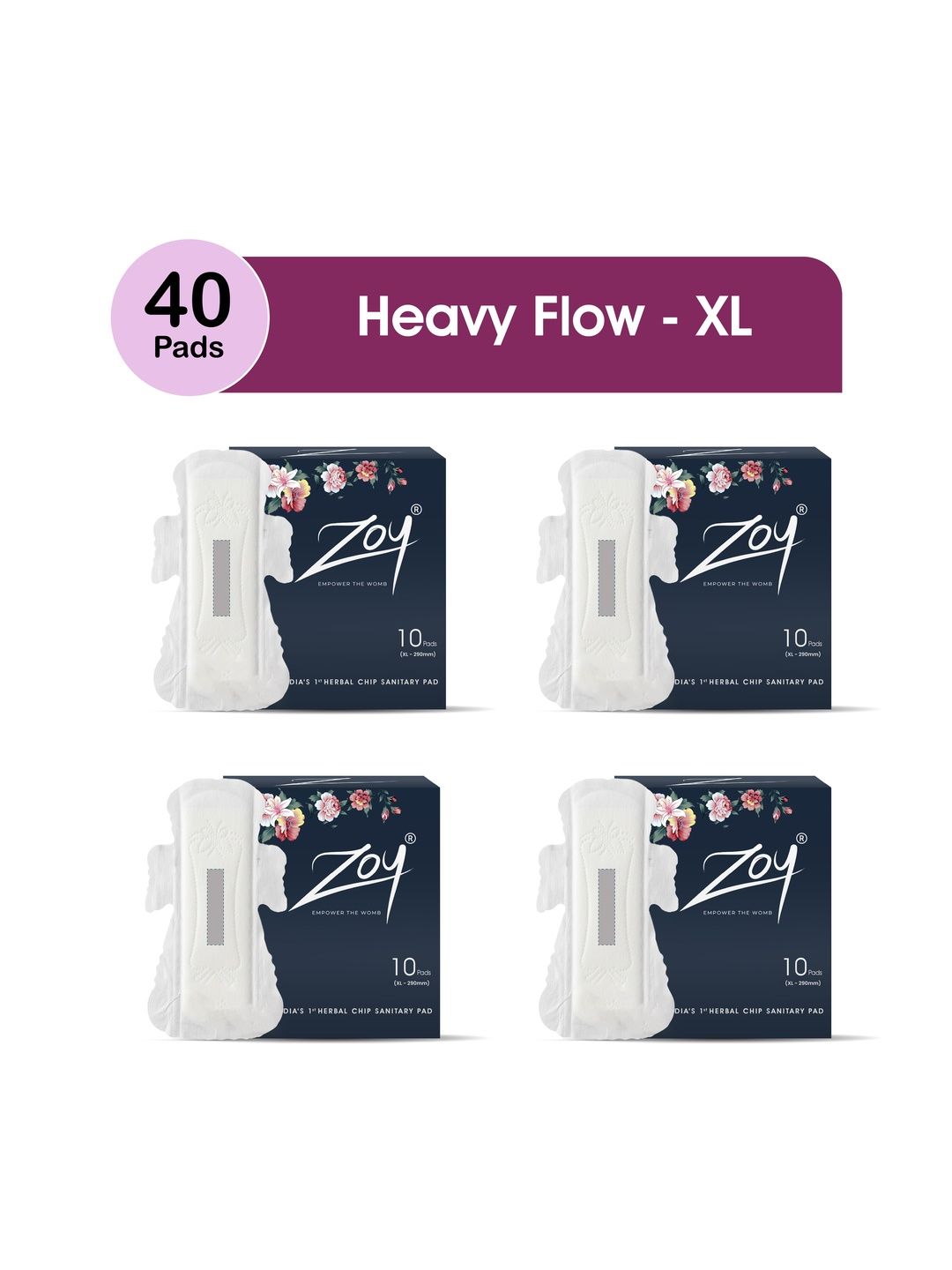 ZOY Set Of 4 Rash Free Sanitary Napkins -X L- 10 Pads Each-image-16