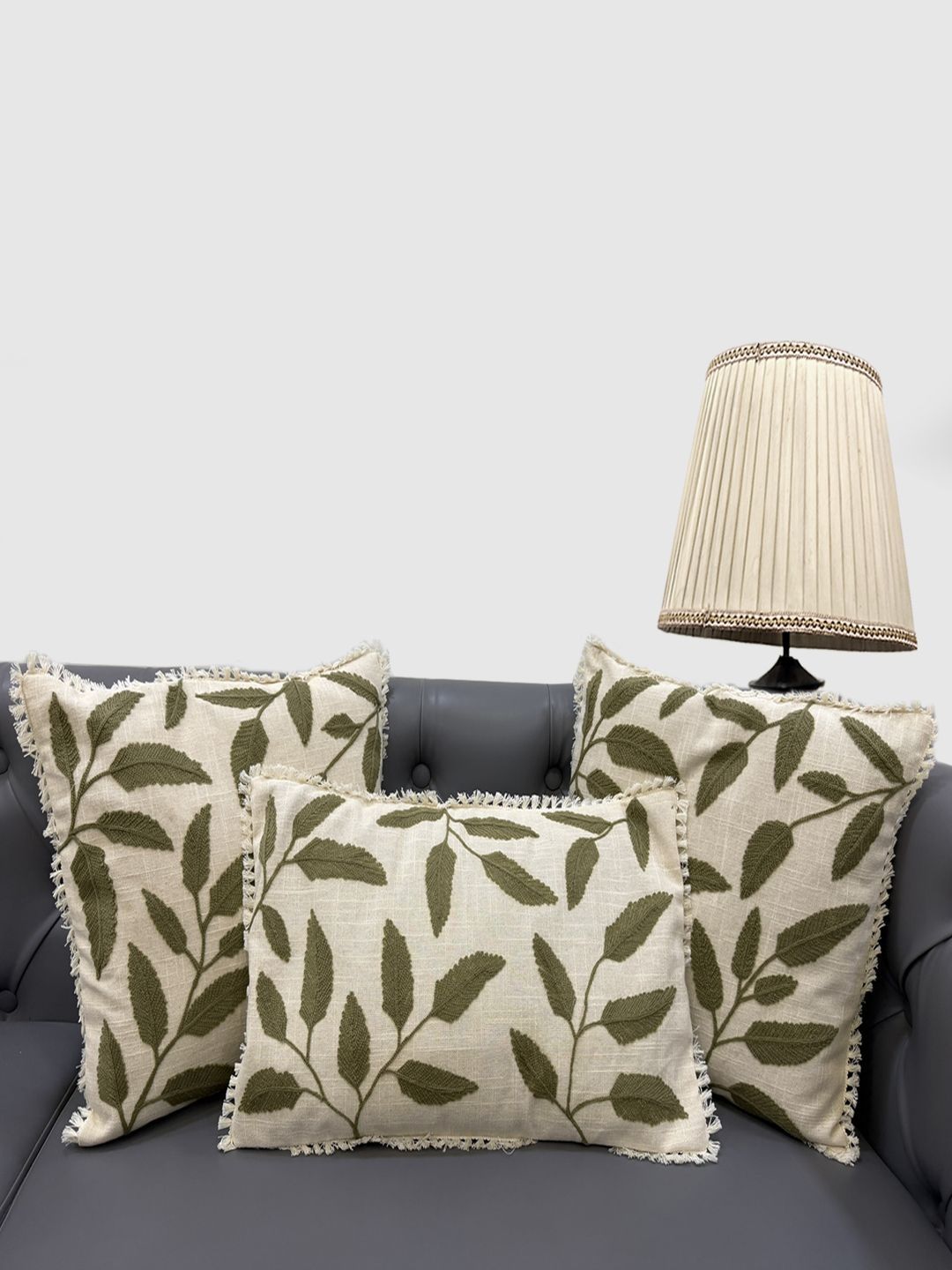 Good Vibes Cream-Coloured & Multicoloured Set of 3 Square Cushion Covers-image-20