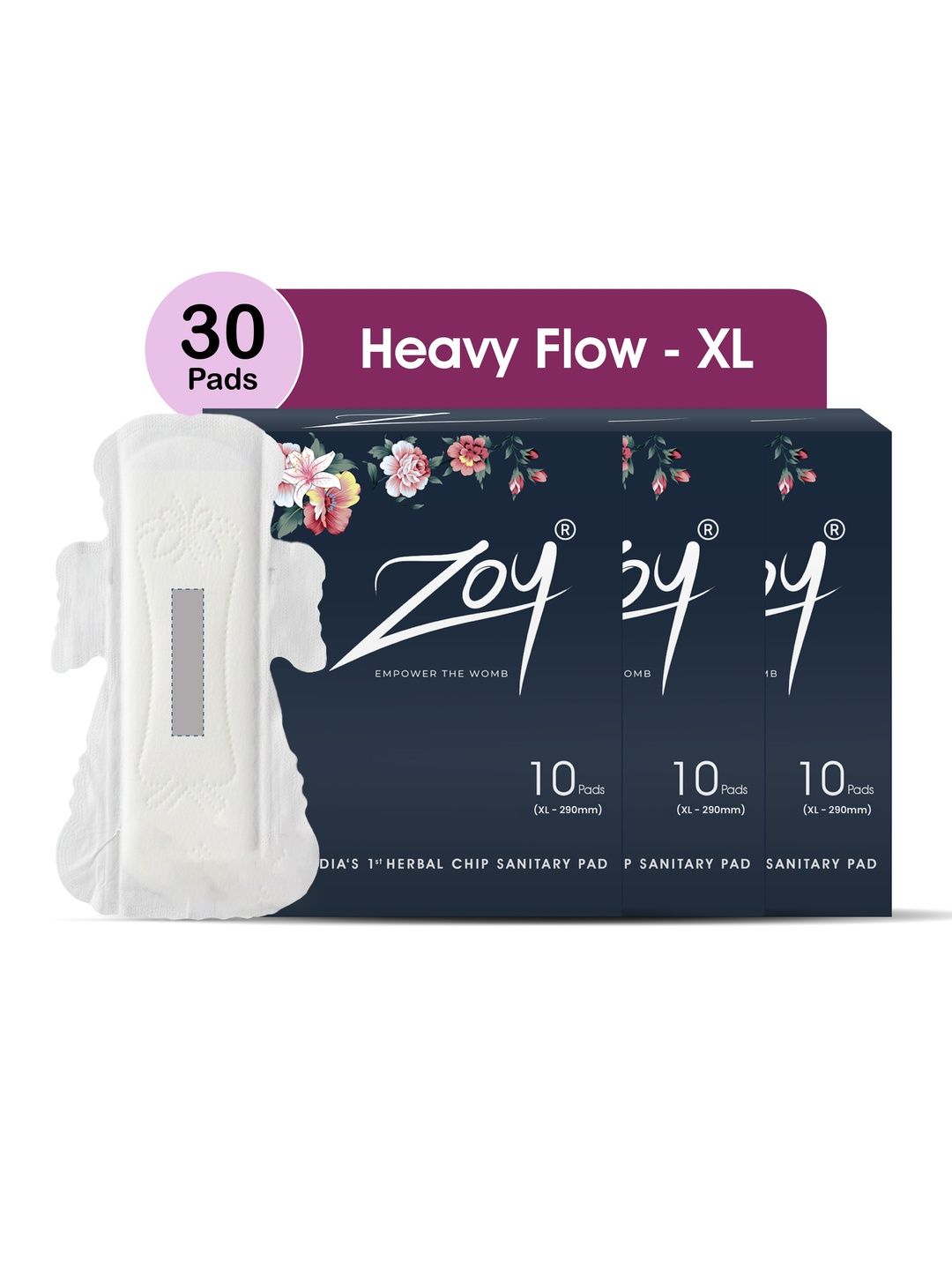 ZOY Set Of 3 Rash Free Sanitary Napkins - XL- 10 Pads Each-image-25