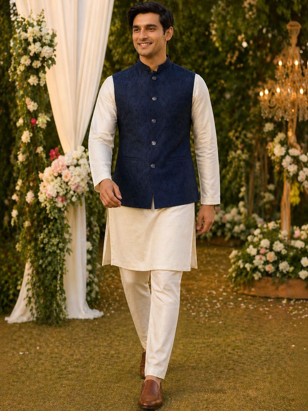 House of Pataudi Woven Design Woven Nehru Jackets-picture-50