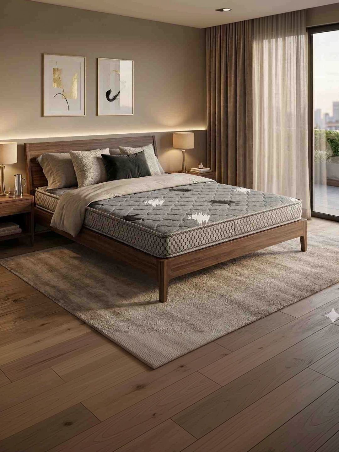 COZY CUB Grey Melange & Black Sag Resistant Single Mattress-image-49