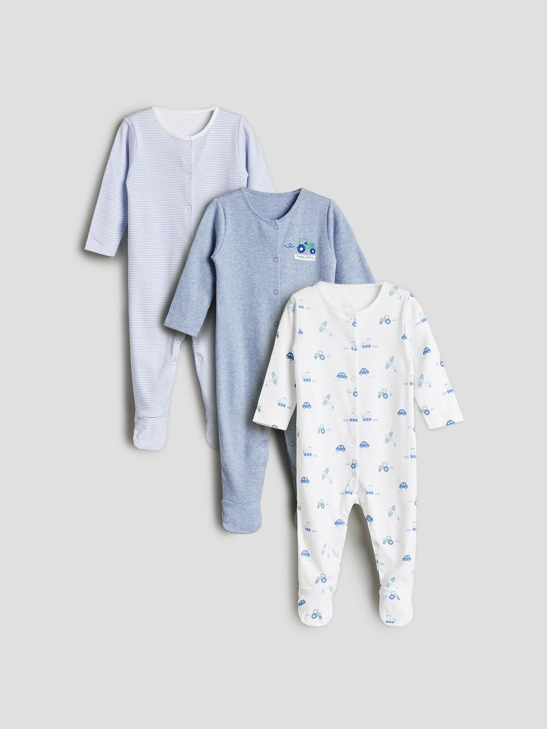 Juniors by Babyshop Boys Pack of 3 Printed Sleepsuit-image-33