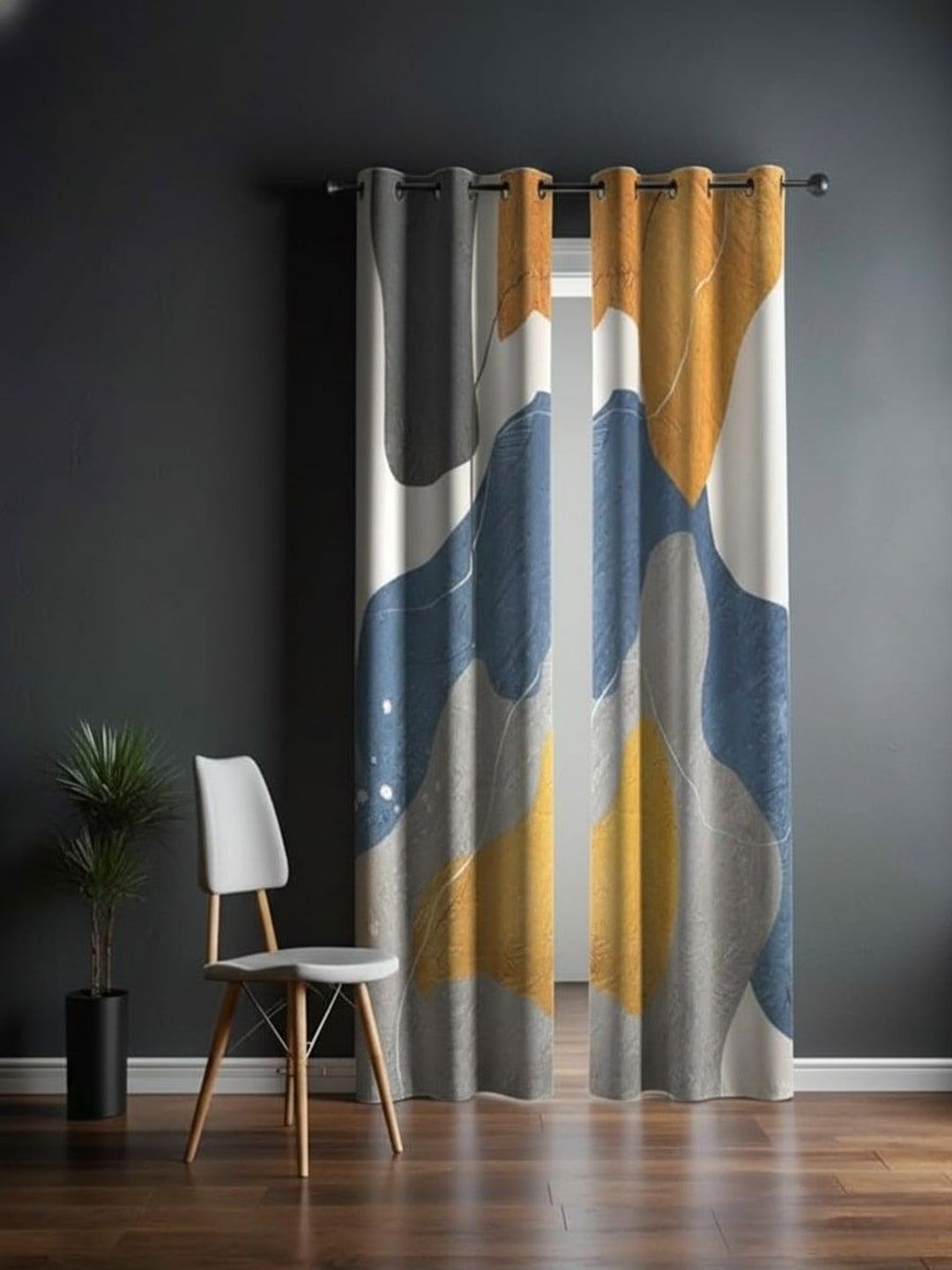 THE PARDA Gold-Toned Set of 2 Black Out Door Curtain-image-45