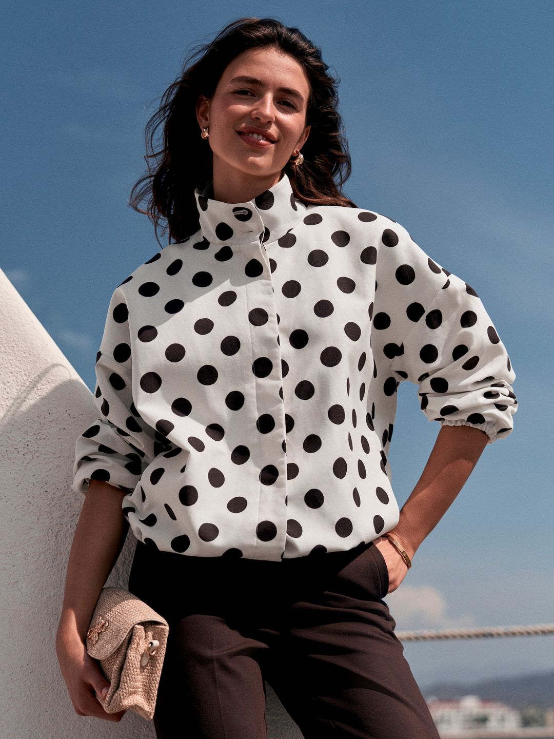 NEXT Polka Dots Printed Mock Collar Jacket-picture-15