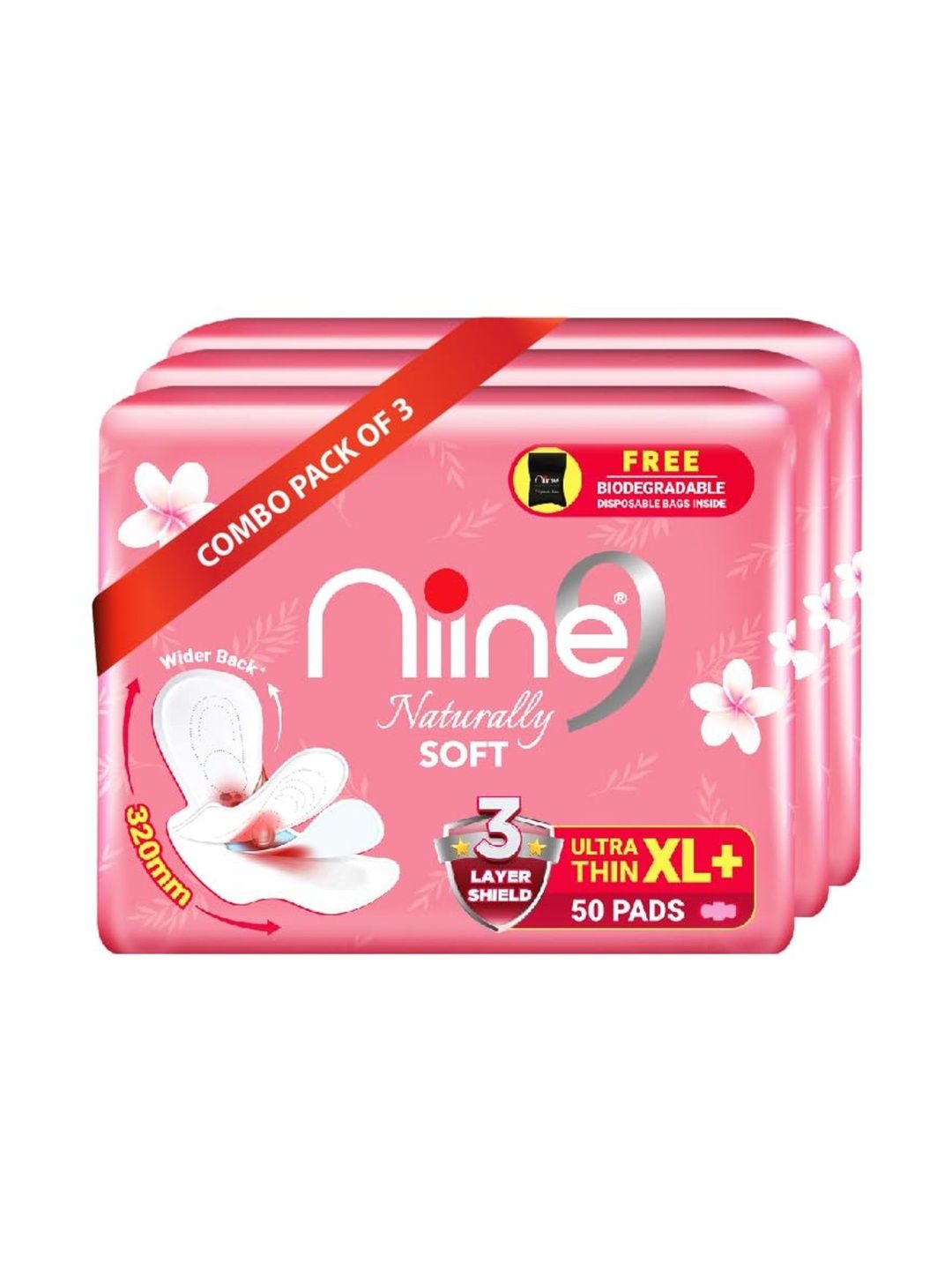 Niine Set Of 3 Dry Comfort Ultra Thin Sanitary Napkins - XL - 50Pcs Each-image-7