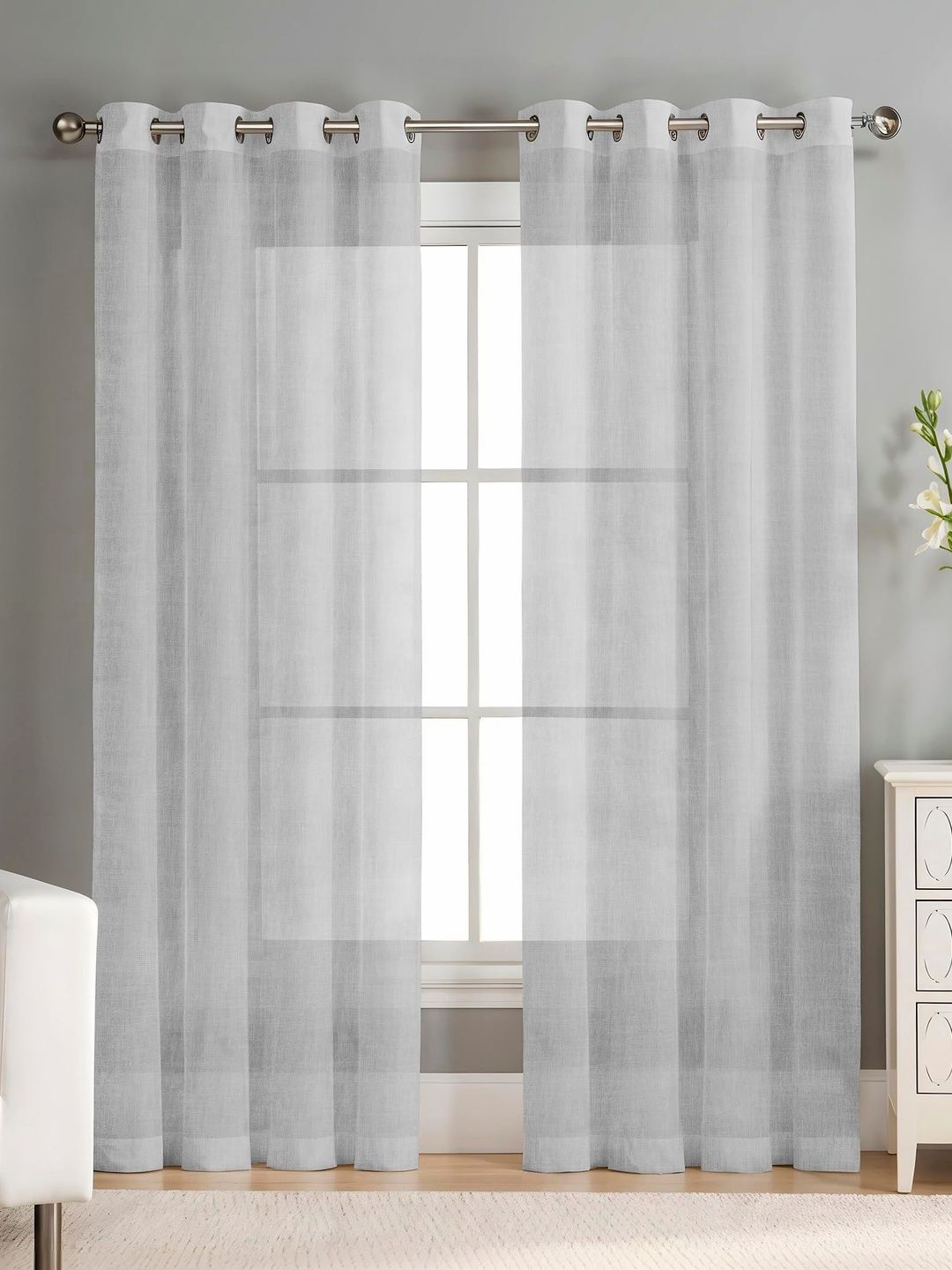 AAVIS DECOR Grey Set of 2 Sheer Window Curtain-image-37