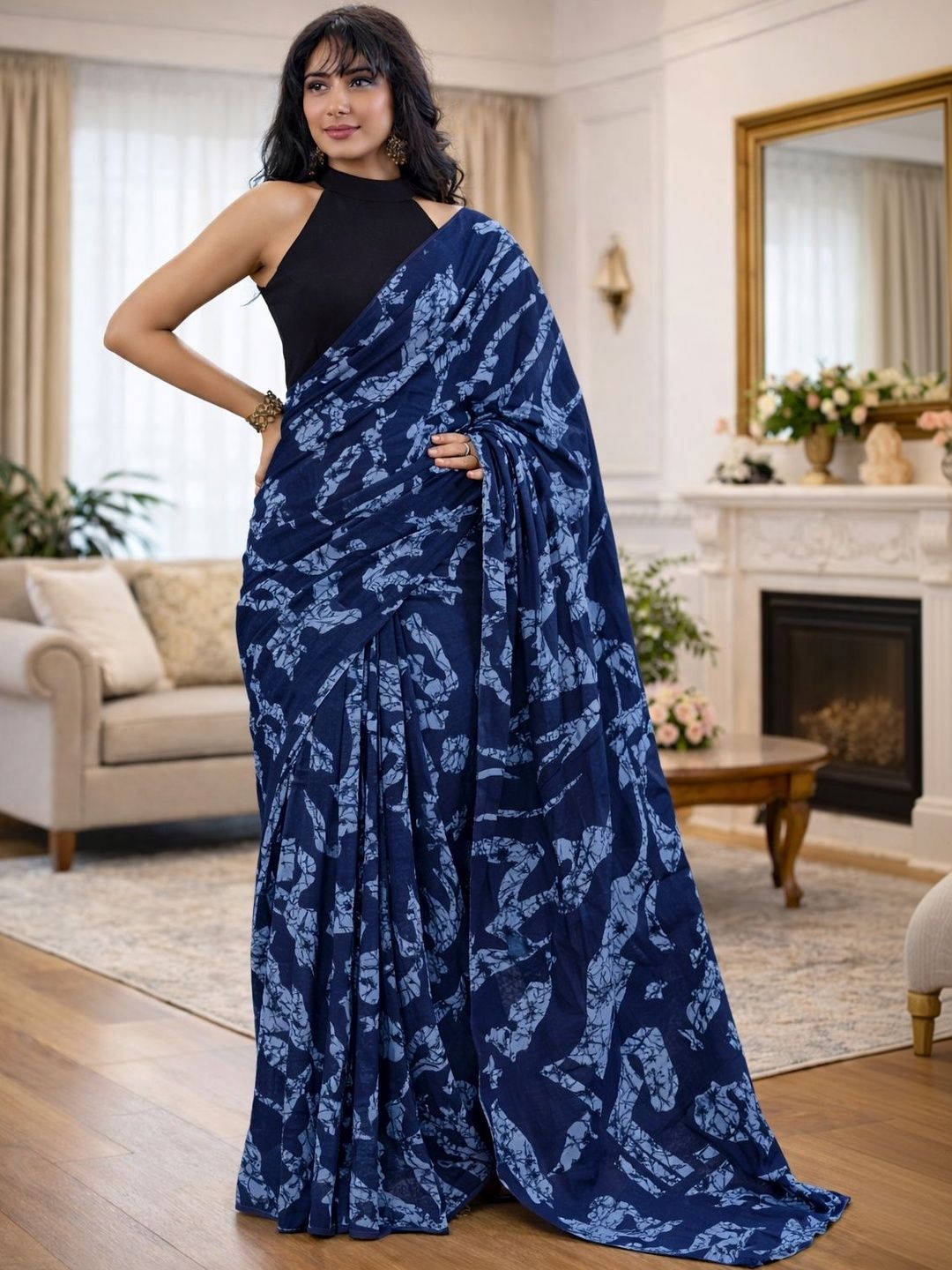 Vibhagyaa Batik Pure Cotton Handloom Ikat Saree-image-36