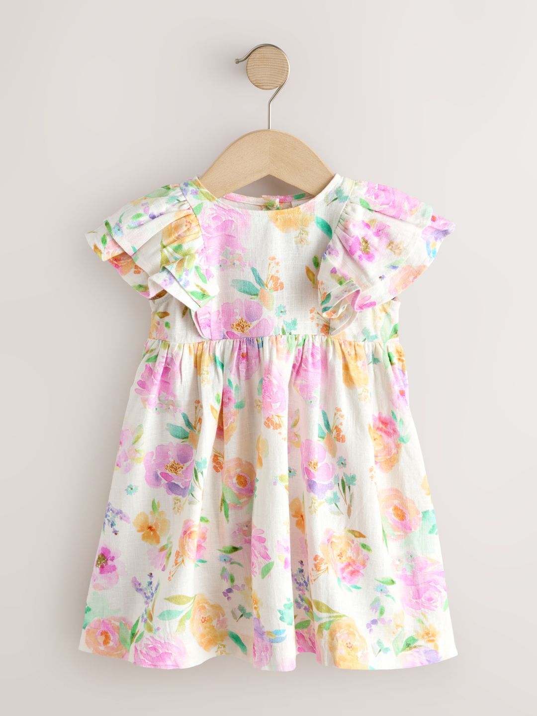 NEXT Girls Floral Printed Flutter Sleeves A-Line Dress-picture-17