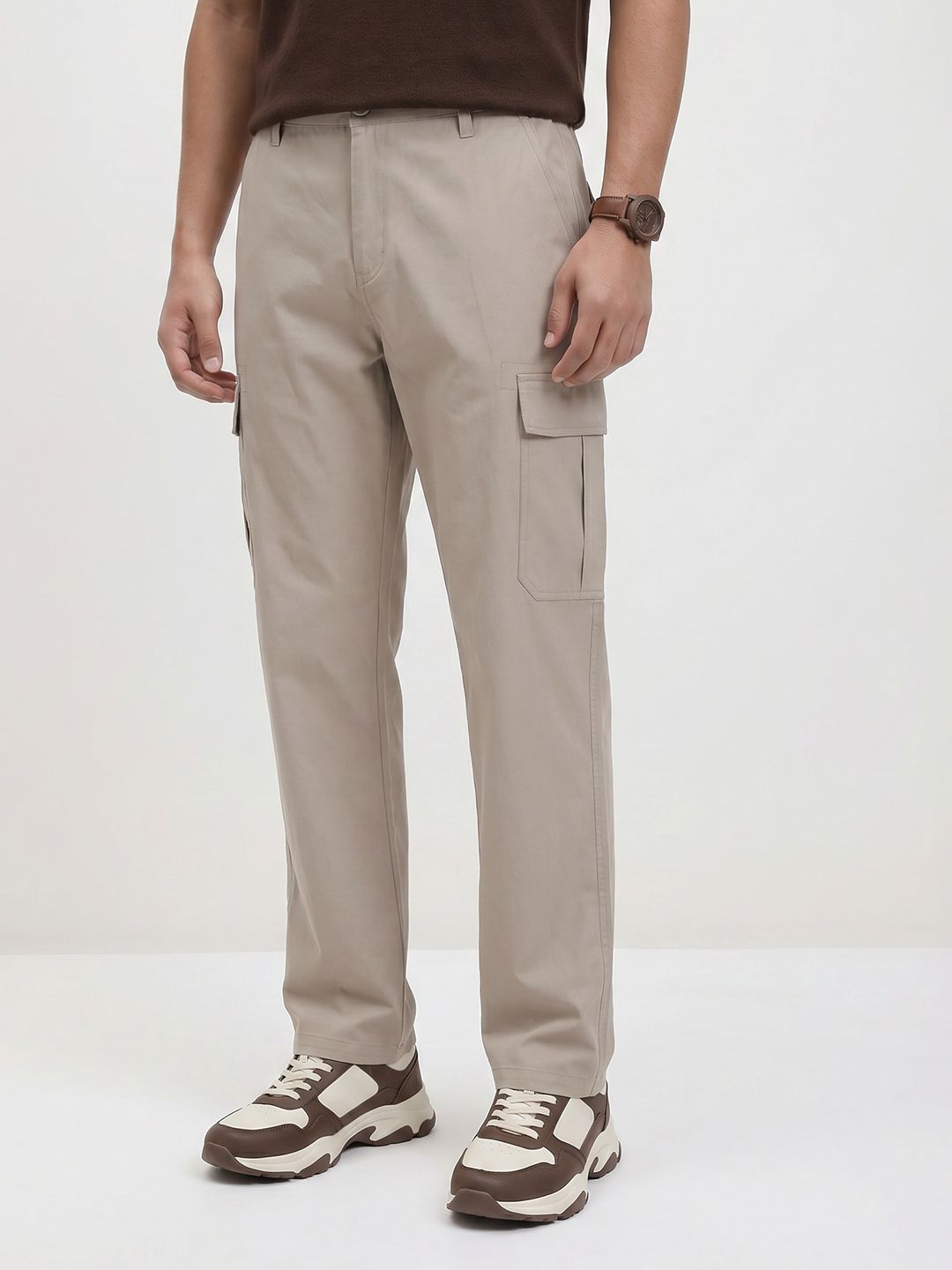 The Roadster Life Co. Men Pure Cotton Relaxed Fit Cargos Trousers-picture-24