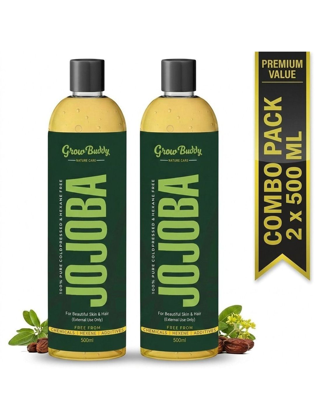 Growbuddy Set Of 2 Premium Jojoba Hair Oil For Frizz Control - 500 ml Each-image-11