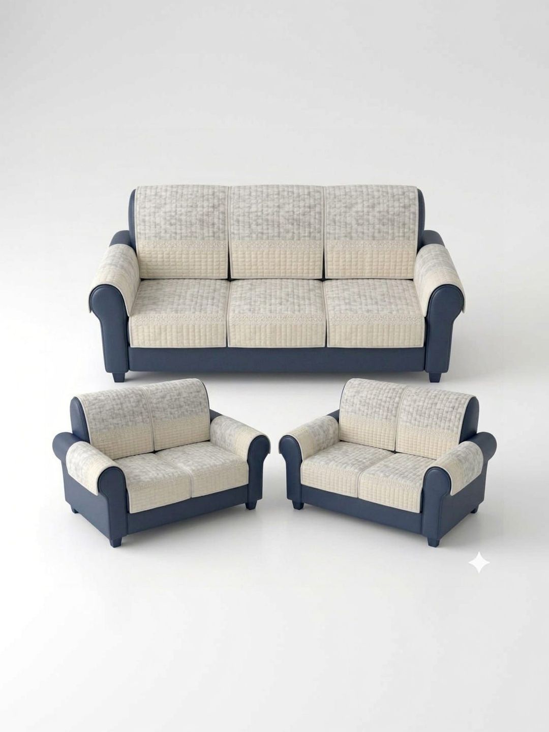 RAINBOW FURNISHINGS Cream-Coloured & Grey Polyester Blend Sofa Cover With Arms-picture-20