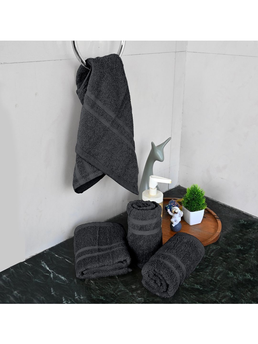 Divine Casa Grey 4 Piece Cotton 550 GSM Towel Set-picture-36