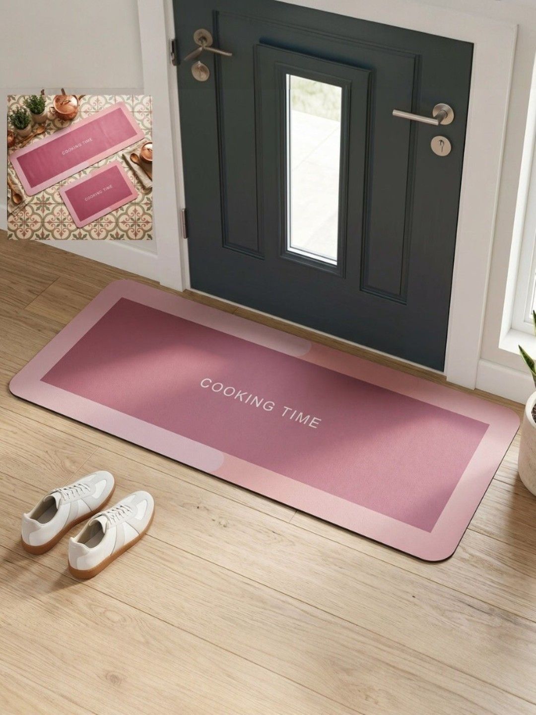 DeoDap 2Pcs Pink & Maroon Colourblocked Anti-Skid Doormats-image-7