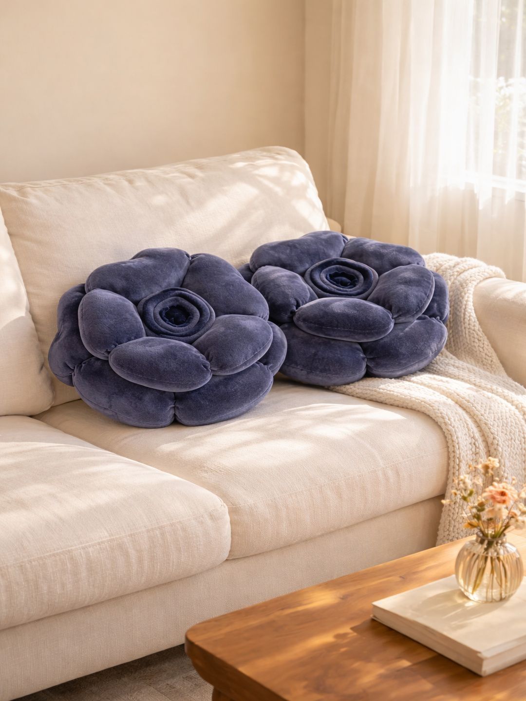 Dhrohar 2 Pieces Grey Poly Cotton Round Cushions-image-32