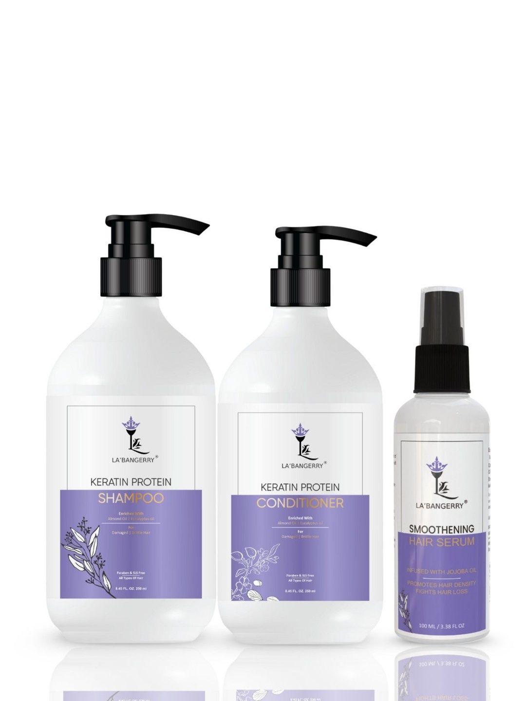 La'bangerry Set Of Keratin Protein Hair Shampoo, Conditioner - 250 ml Each & Serum-100 ml-picture-15