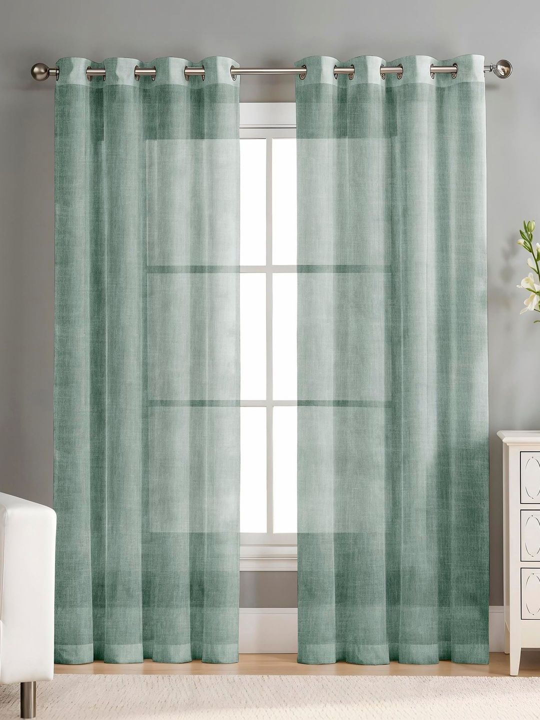 AAVIS DECOR Green Set of 2 Sheer Window Curtain-image-31