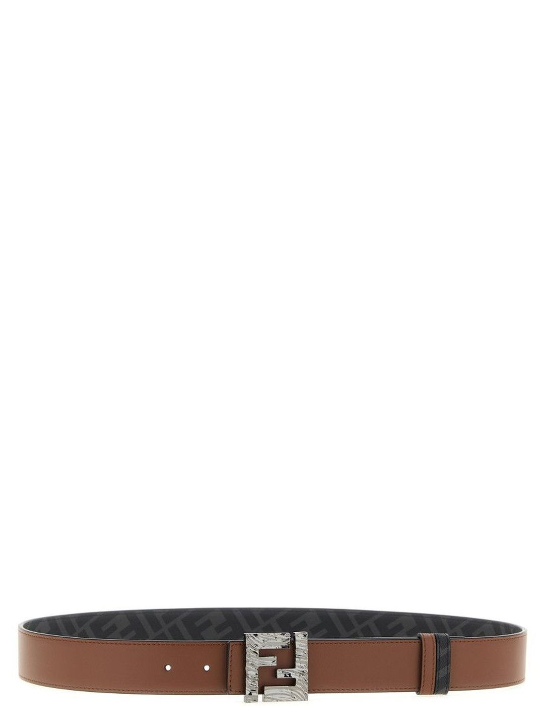 Fendi Brown Reversible Logo Buckle Belt-image-37