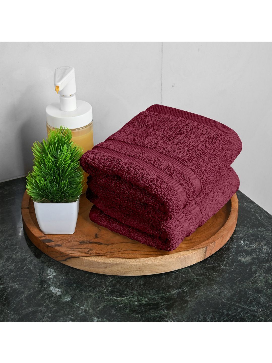 Divine Casa Maroon 2 Piece Cotton 550 GSM Towel Set-image-46