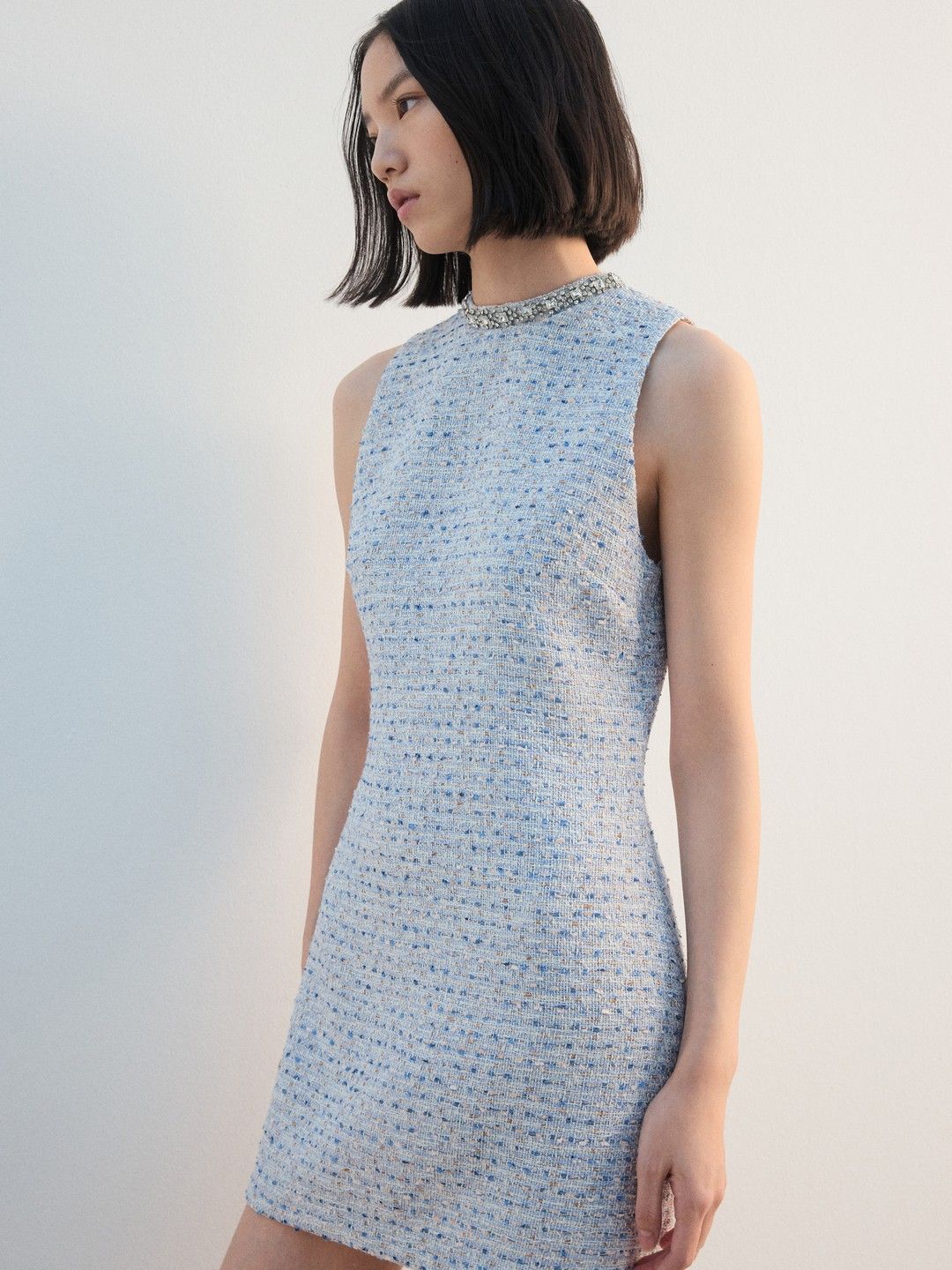MANGO Textured Embellished Dress-image-20