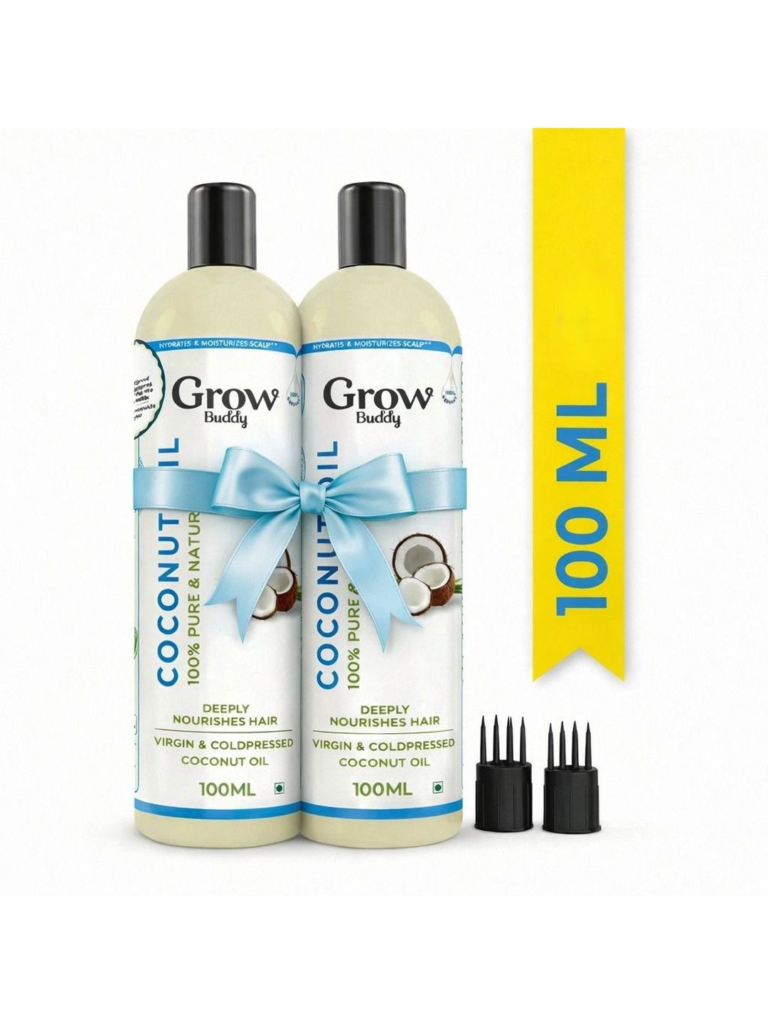 Growbuddy Set Of 2 Pure Virgin Cold Pressed Coconut Oil for Hair Growth - 100 ml Each-image-12