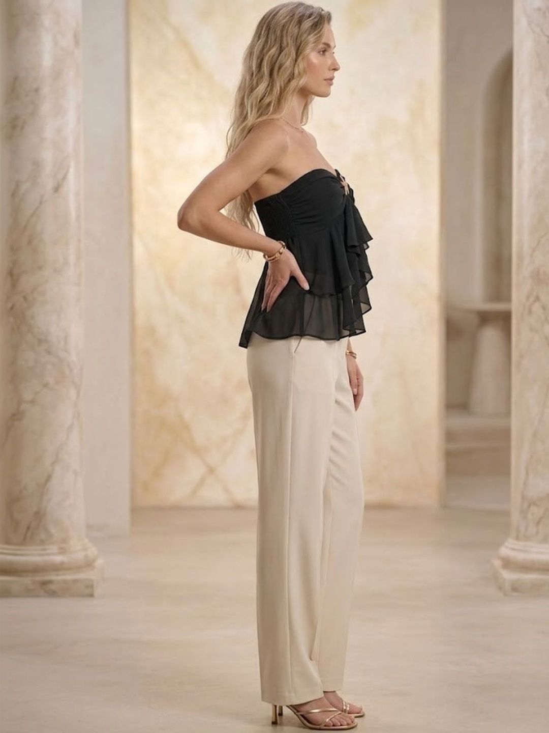 Pookiie Ruffles Georgette Tube Top view 2
