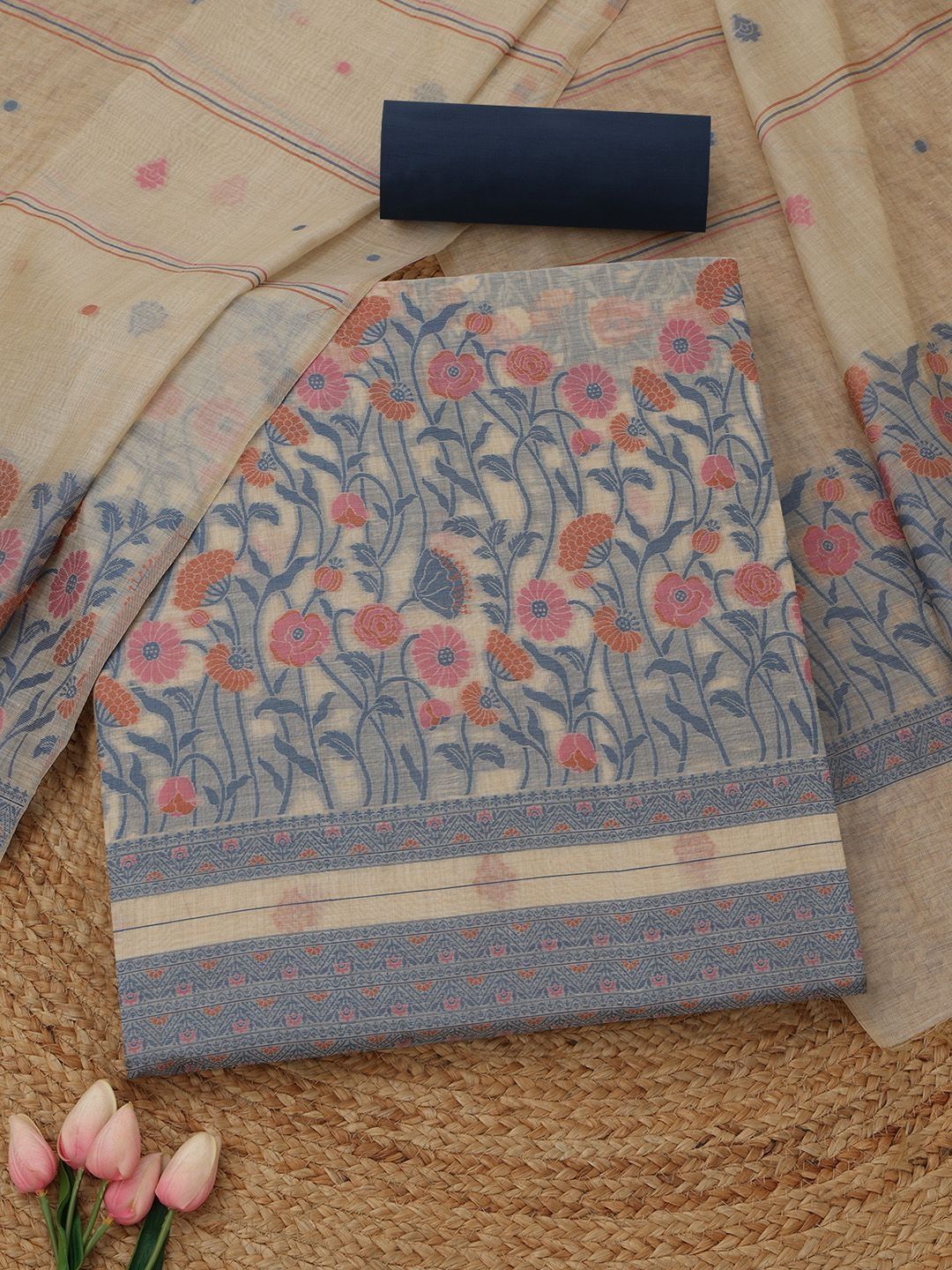 Soch Printed Pure Cotton Unstitched Dress Material-picture-34