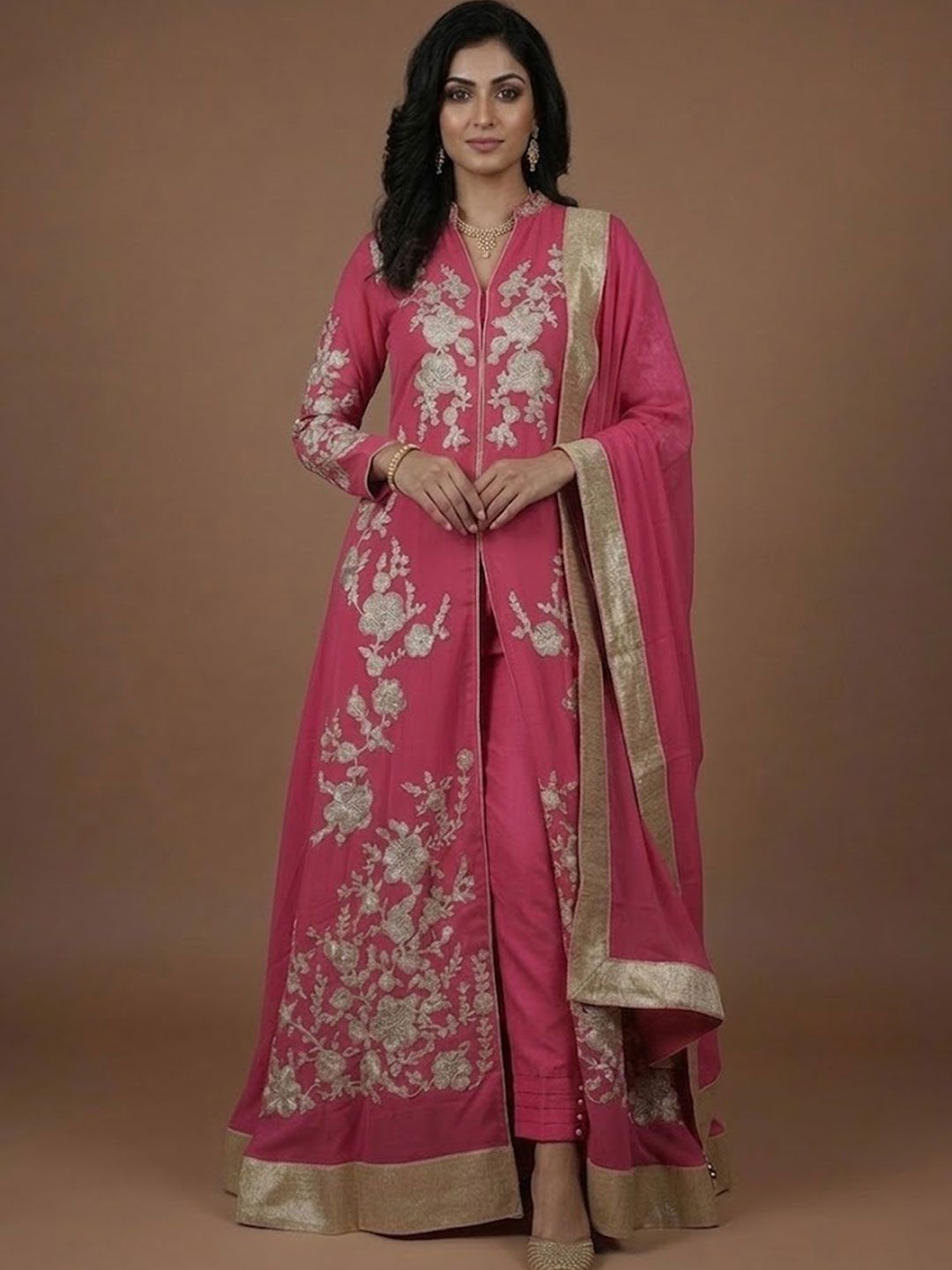Varanga Embroidered Silk Georgette Unstitched Dress Material-picture-24
