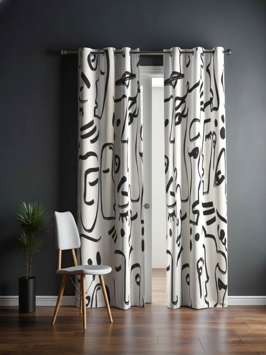 THE PARDA White Set of 2 Black Out Door Curtain-picture-44
