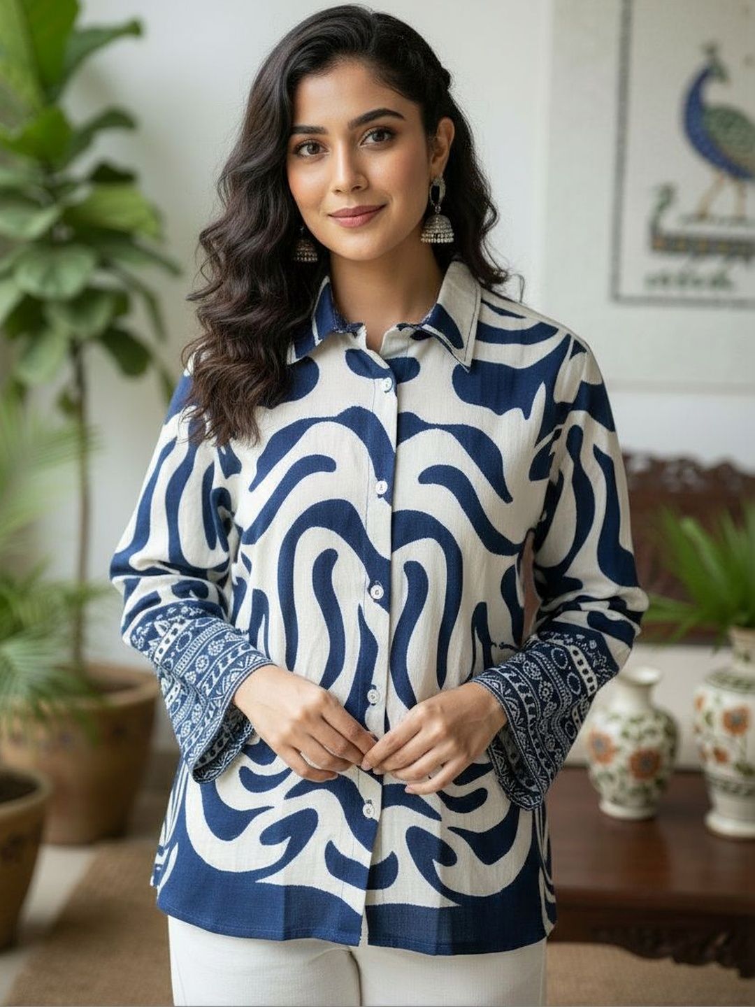 Anouk Printed Shirt Collar Kurti-image-7