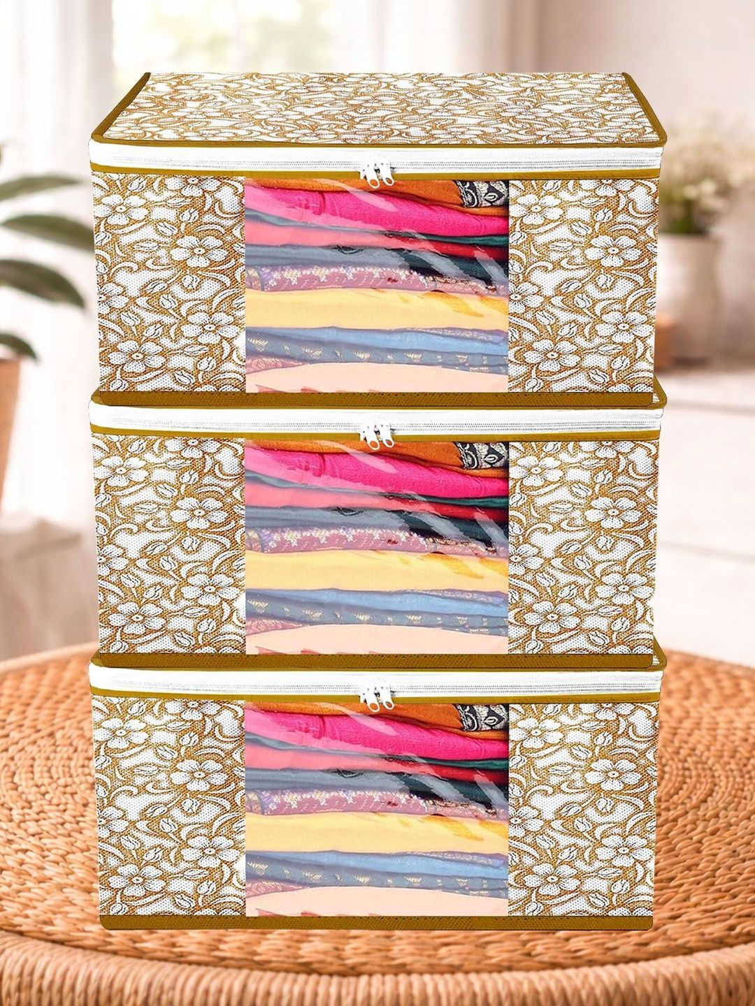 gulafsha industries Brown Set of 3 Regular Multi-Utility Organisers-picture-22