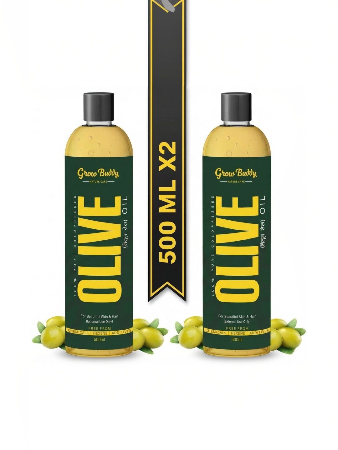 Growbuddy Set Of 2 Pure Olive Hair Oil For Deep Conditioning - 500 ml Each-image-37