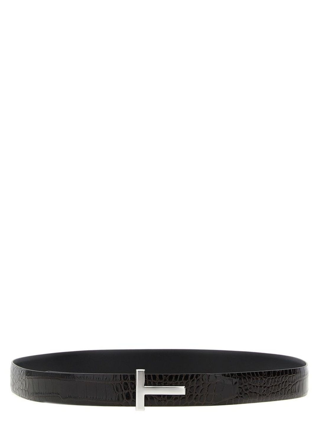 Tom Ford Brown Reversible Logo Buckle Textured Belt-image-46