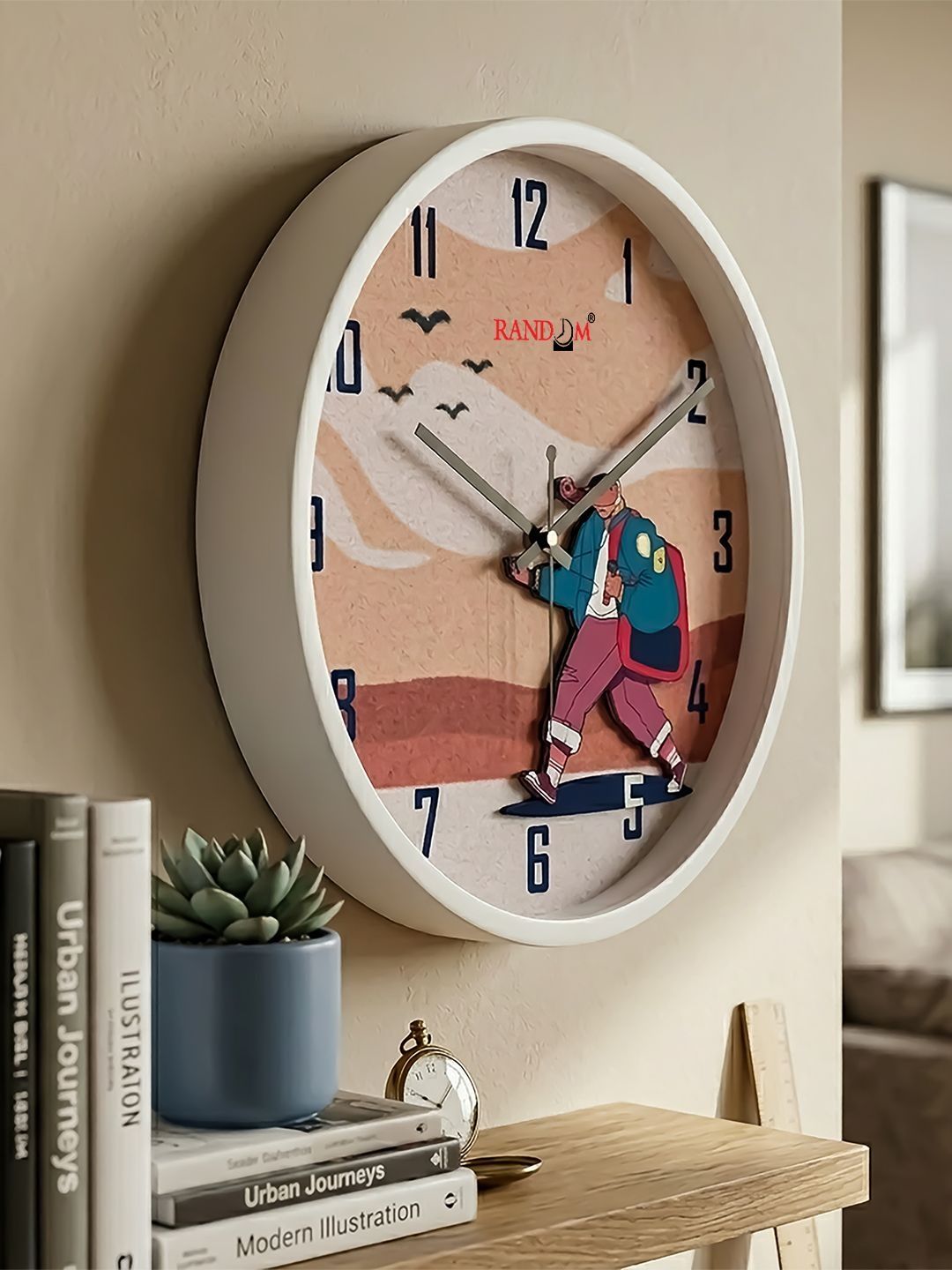 RANDOM Multicoloured & White Printed Contemporary Wall Clock-picture-15