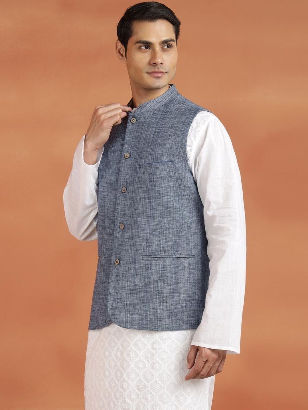 Fabindia Woven Design Pure Cotton Woven Nehru Jackets-picture-27