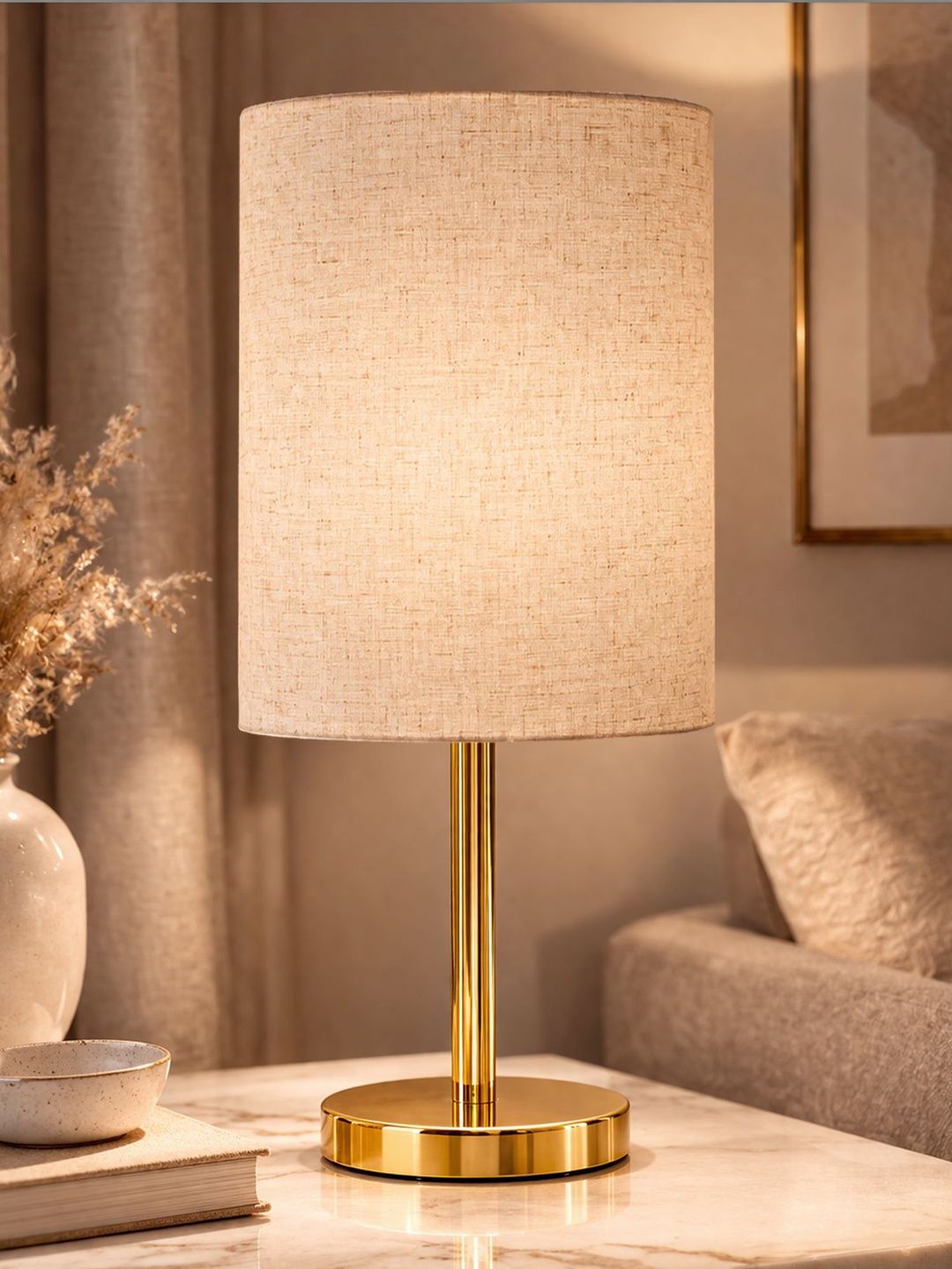 Glowhere Beige Metal Industrial Cylindrical Shaped Table Lamp-picture-13
