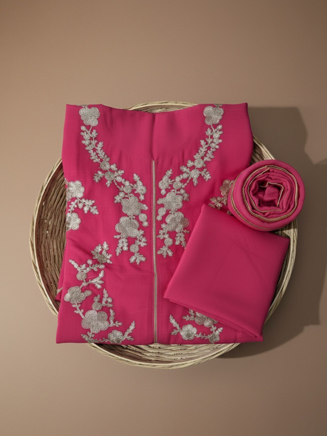HERE&NOW Embroidered Silk Georgette Unstitched Dress Material-picture-33