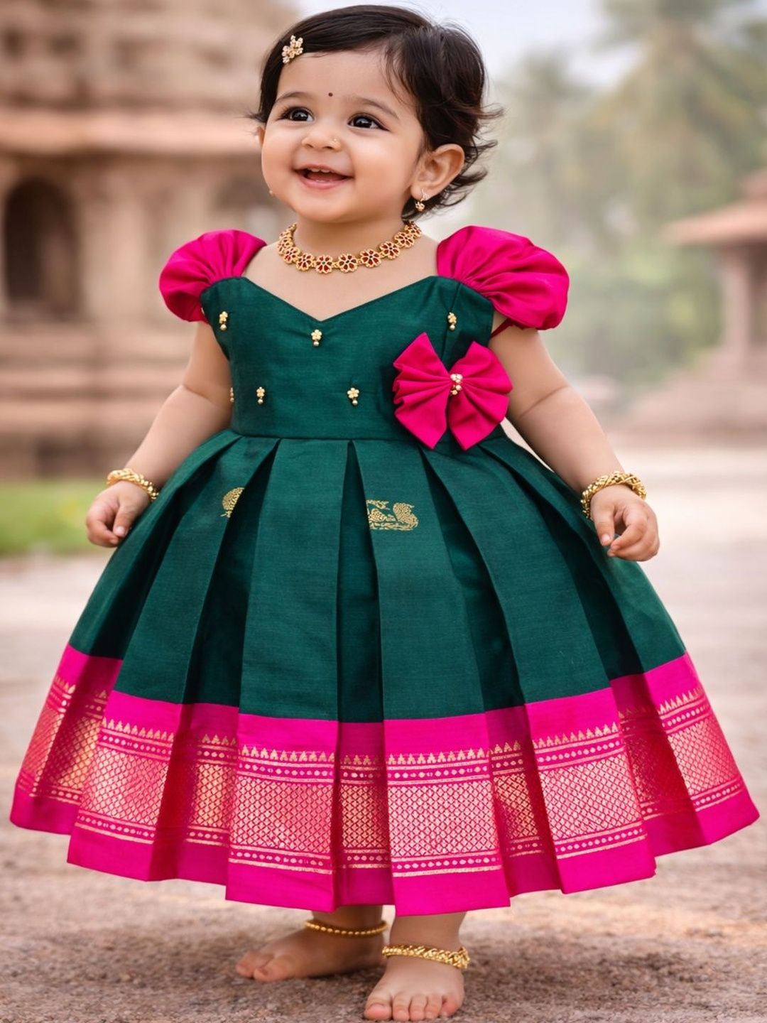 Babypattu Embroidered V-Neck Fit and Flare Ethnic Dresses-picture-47