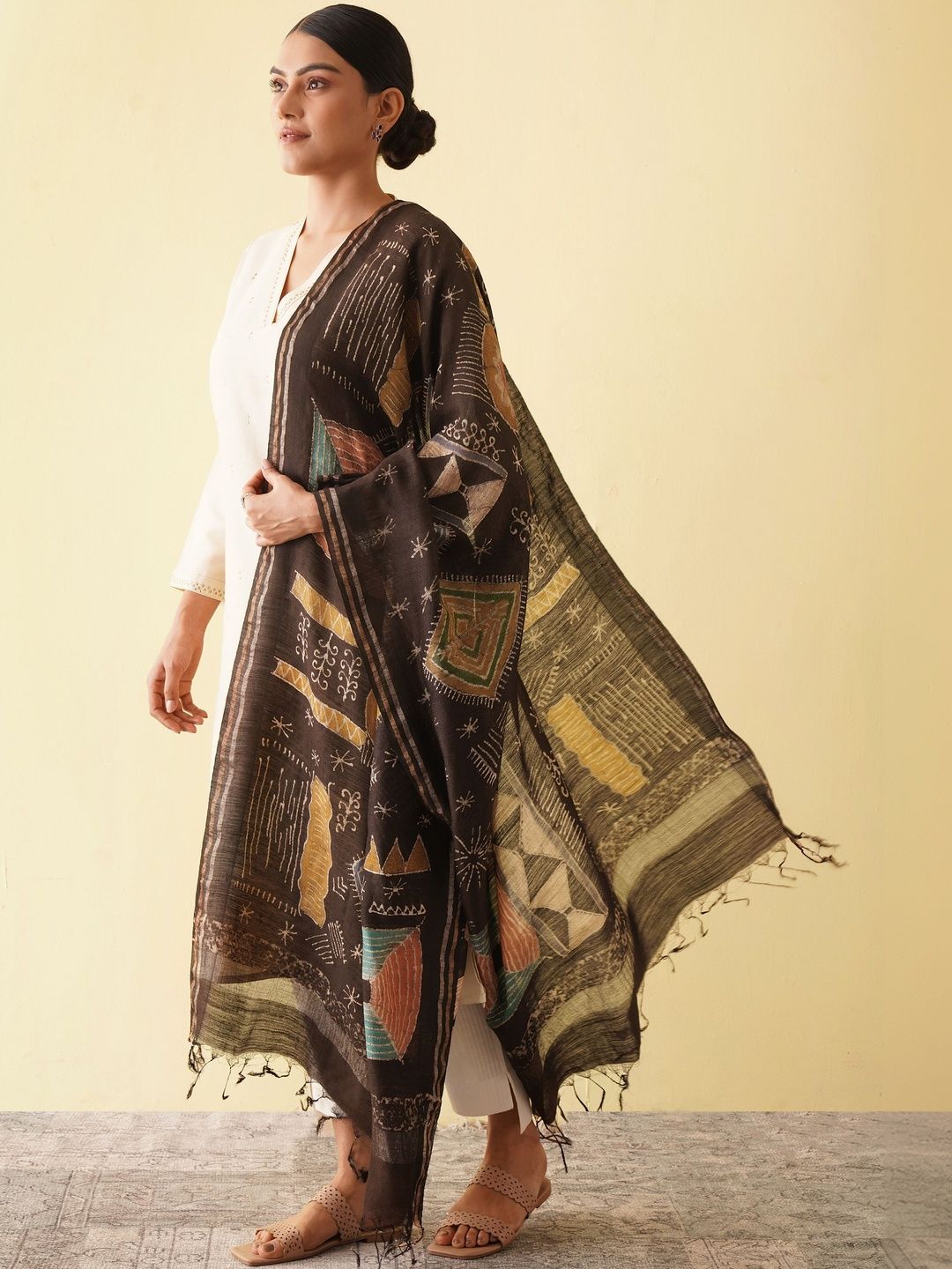JAYPORE Printed Cotton Silk Block Print Dupatta-picture-18