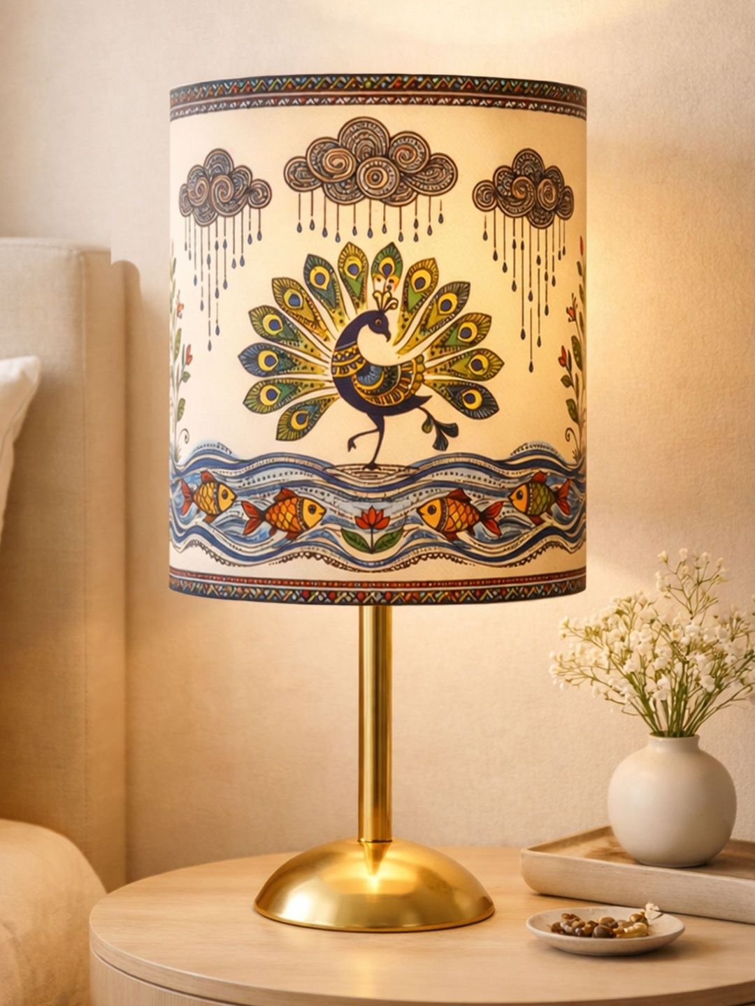 Glowhere Multicoloured Printed Metal Industrial Cylindrical Shaped Table Lamp-picture-17