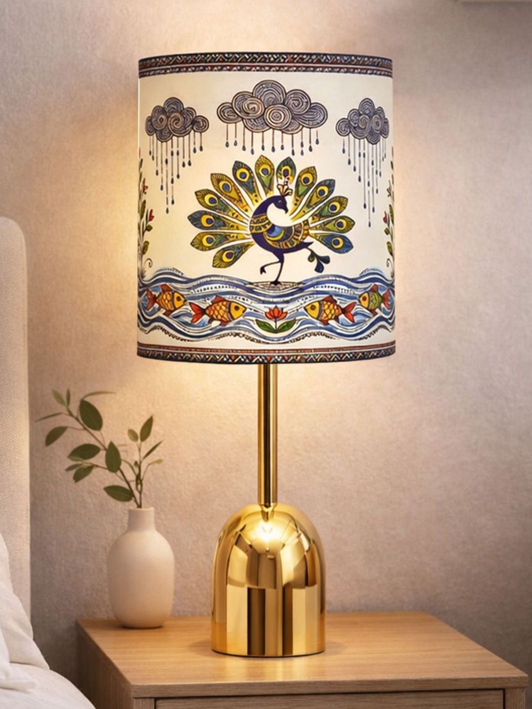 Glowhere Multicoloured Printed Metal Industrial Cylindrical Shaped Table Lamp-picture-50