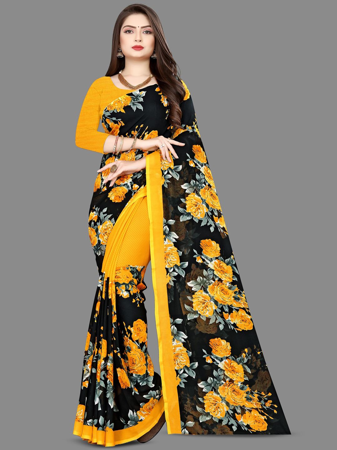 SHUBHSWAR Floral Pure Georgette Fashion Saree-picture-14