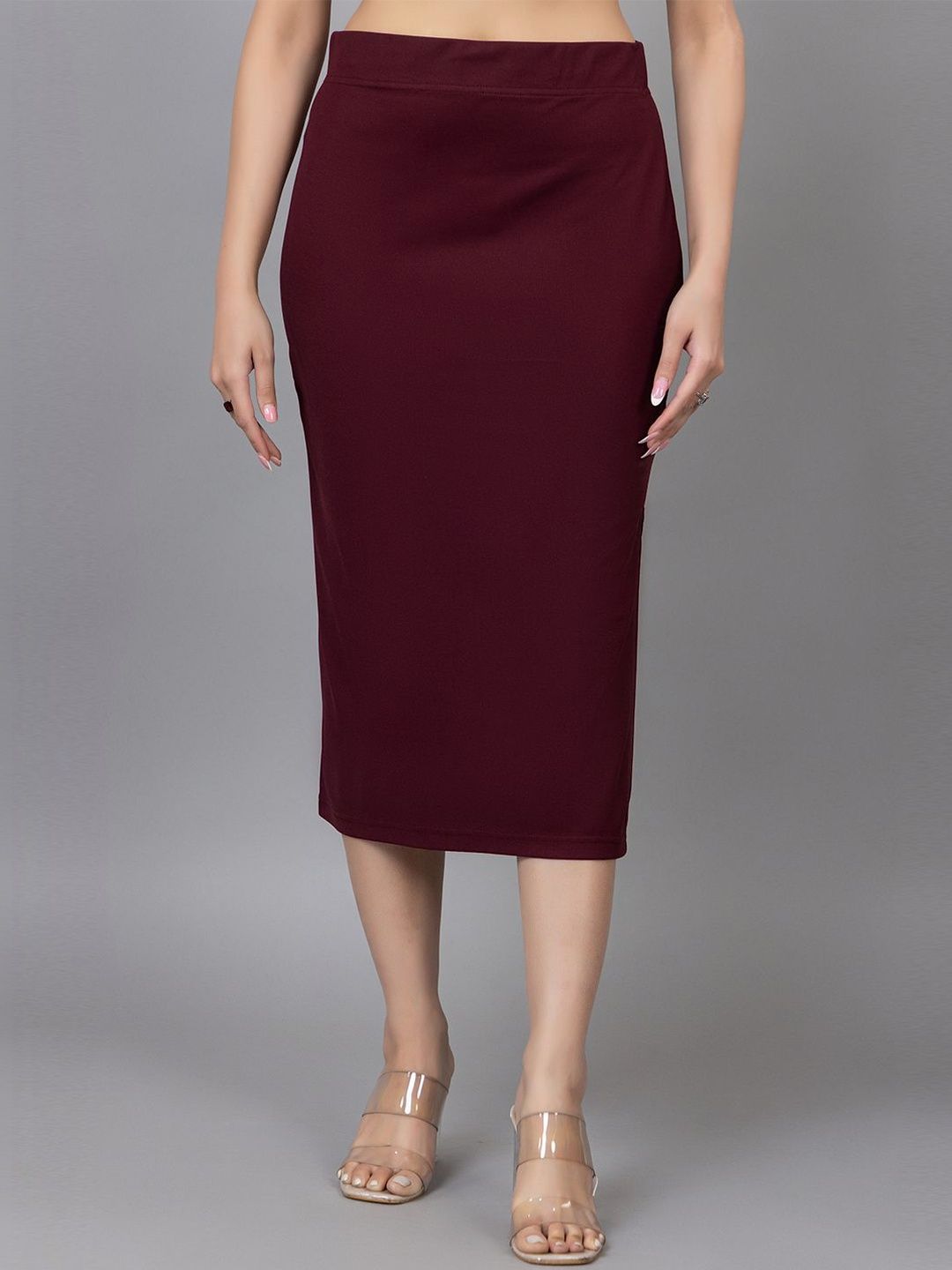 YAQR Women Dobby Side Slit Skirts-picture-18